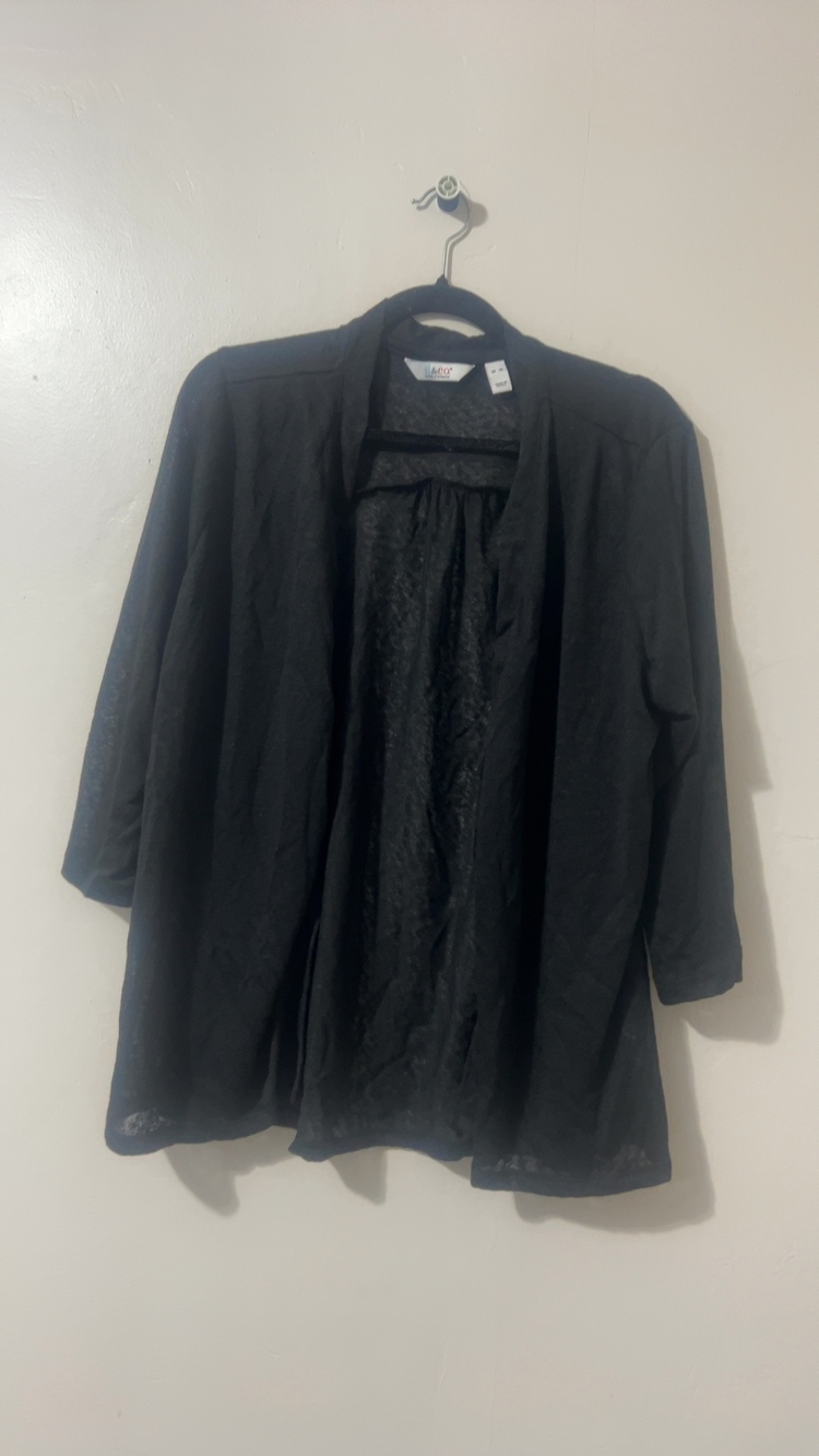d&co Black Open Front Cardigan US XL